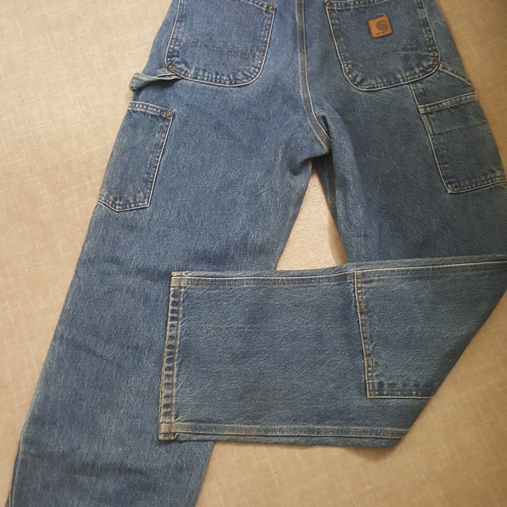 Carhartt Double Knee Dungaree fit Leather Patch